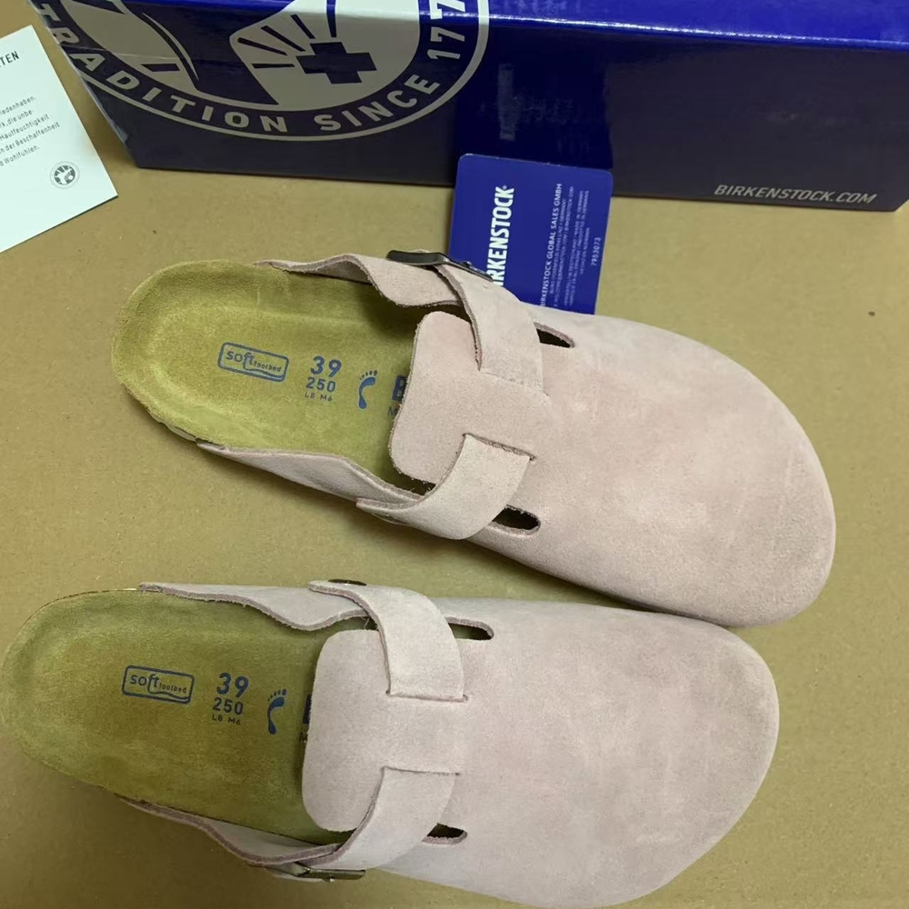 Birkenstock Pink Suede Clogs Narrow